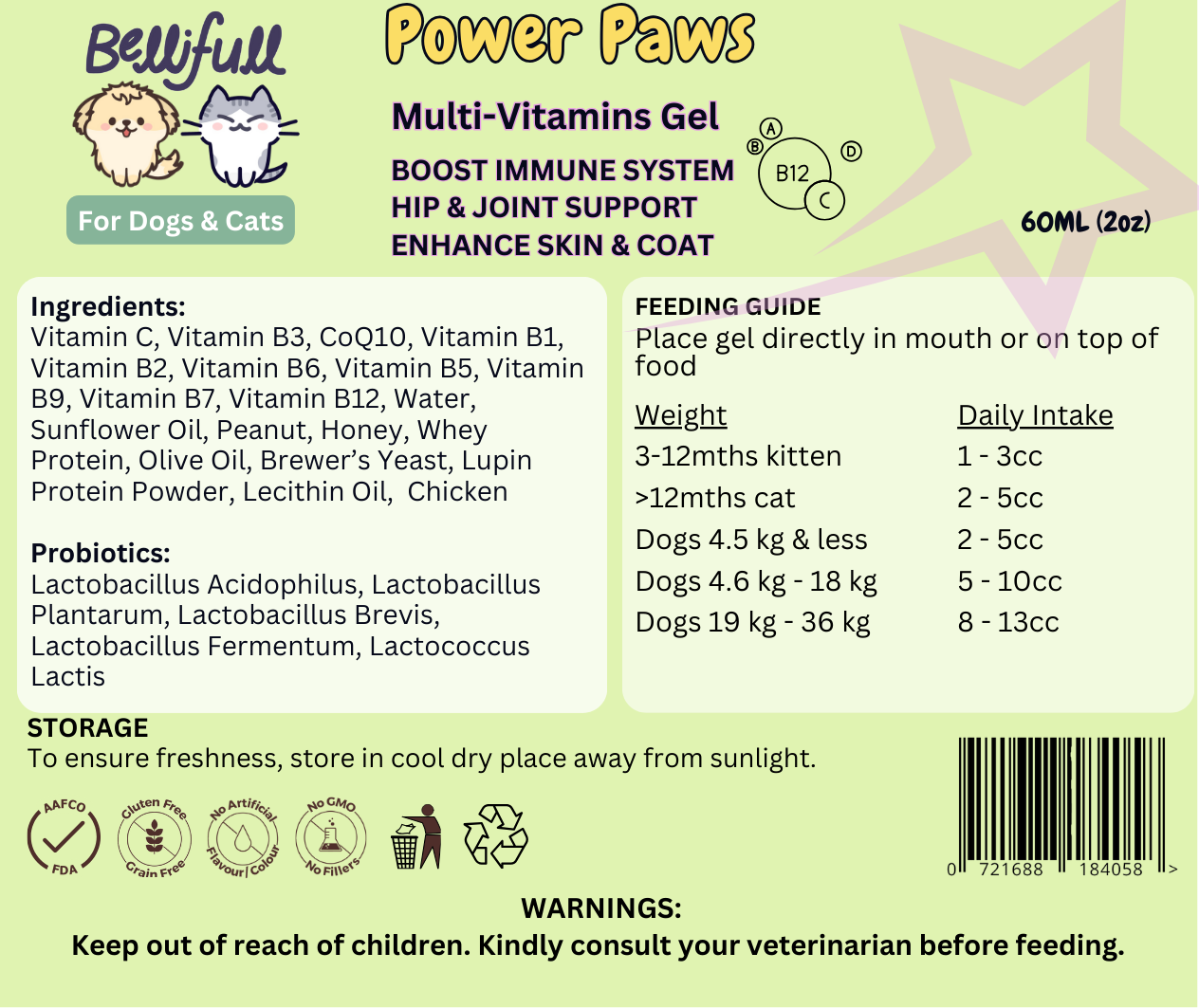 BelliFull Probiotics 60ml Multi-vitamins Gel 60ml