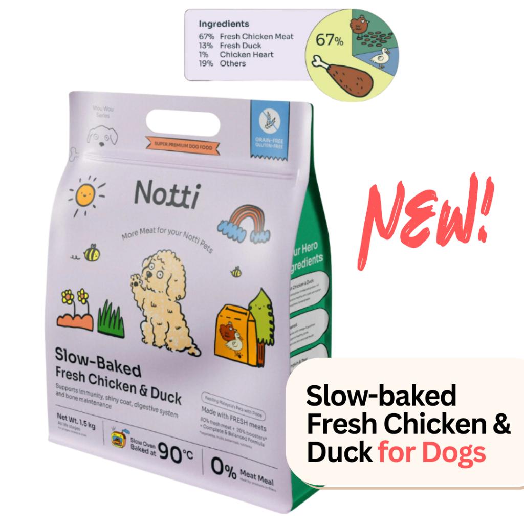 Notti Dog Kibbles 2kg Slow-baked Fresh Beef & Duck