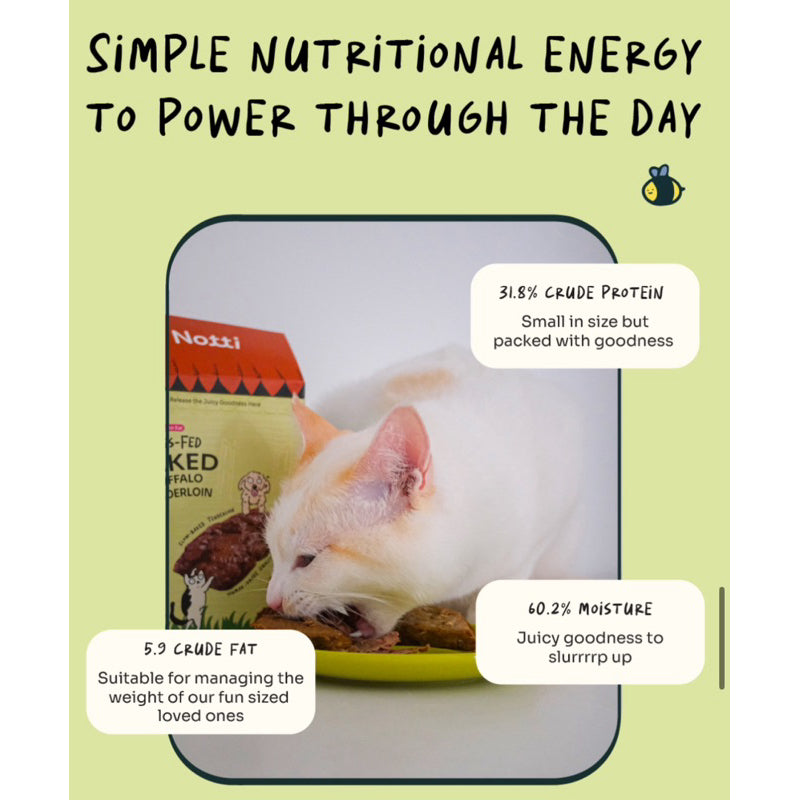 Notti Cat Dog Treats Grass Fed Baked Buffalo Beef - Baconlicious