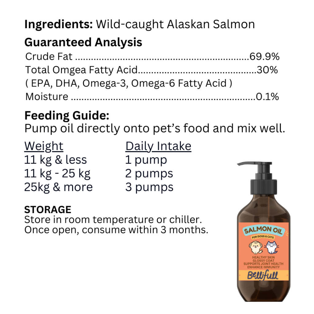 BelliFull Wild Alaskan Salmon Oil for Cats and Dogs (250ml)