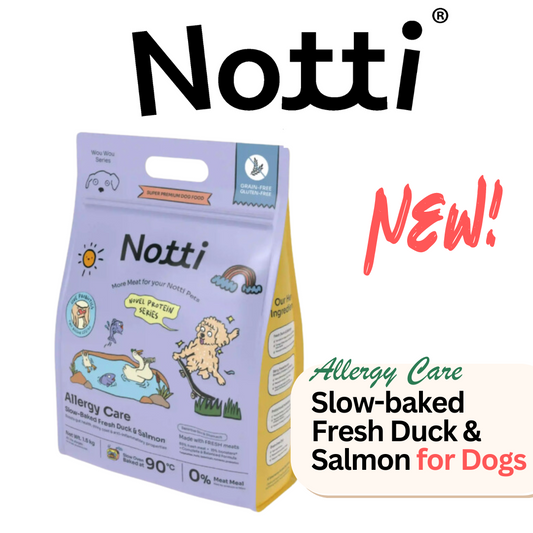 Notti Dog Kibbles 1.5kg Allergy Care Slow-Baked Fresh Duck & Salmon - Baconlicious