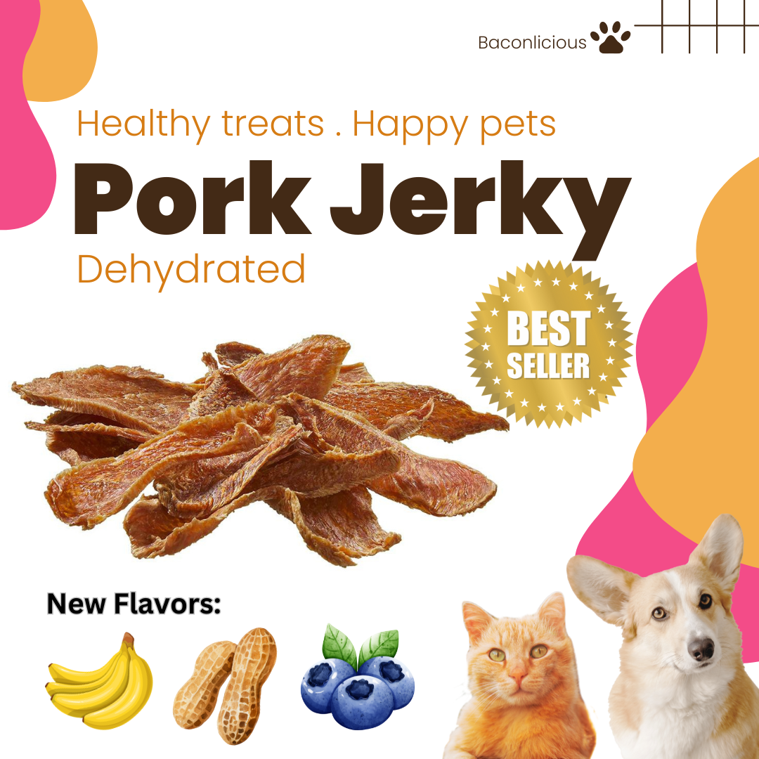 Dehydrated Pork jerky 100g, dog treats, cat treats. dog food