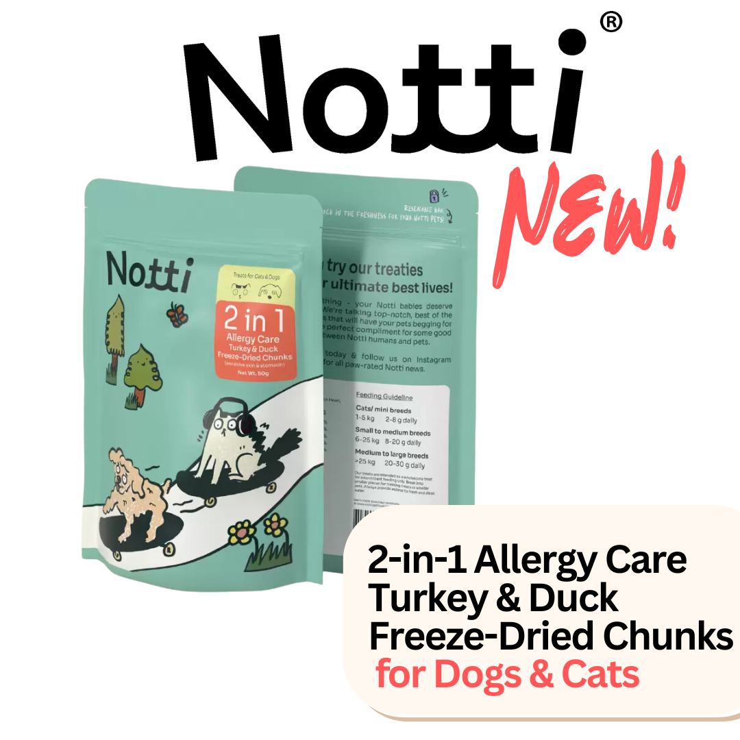 Notti Dog Treats 2-in-1 Allergy Care Turkey & Duck Freeze-Dried Chunks - Baconlicious