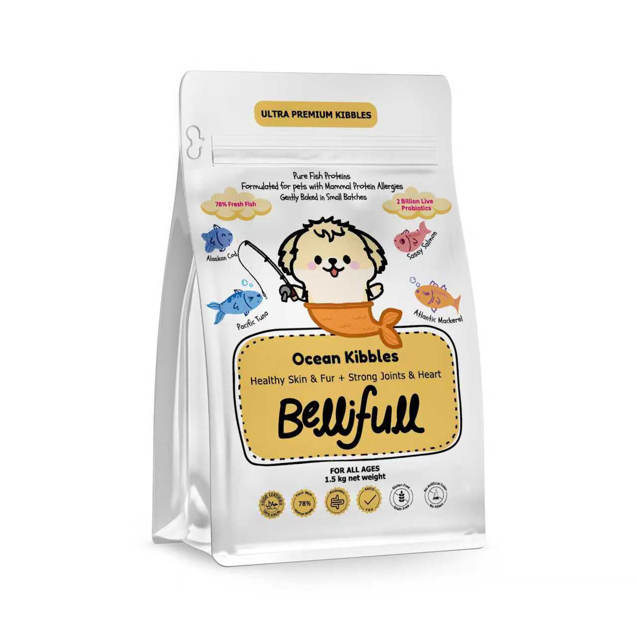 Bellifull Grain Free Gently Baked Slow Baked Dog Kibbles 1.5kg. Pure Fish Kibbles