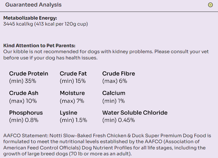 Notti Dog Kibbles 1.5kg Slow-baked Fresh Chicken & Duck - Baconlicious