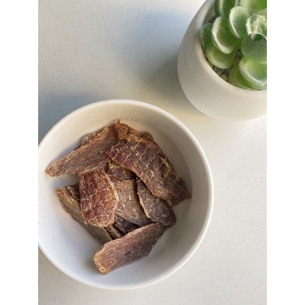 Dehydrated duck jerky for dogs or cats, duck jerky