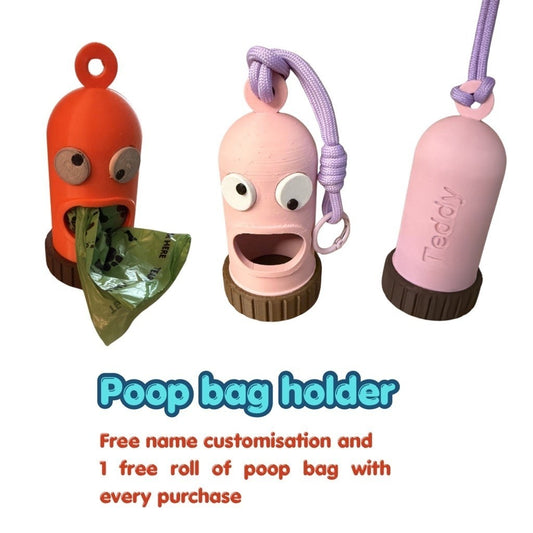 Poop bag holder. Crazy monster design. Free name customisaiton