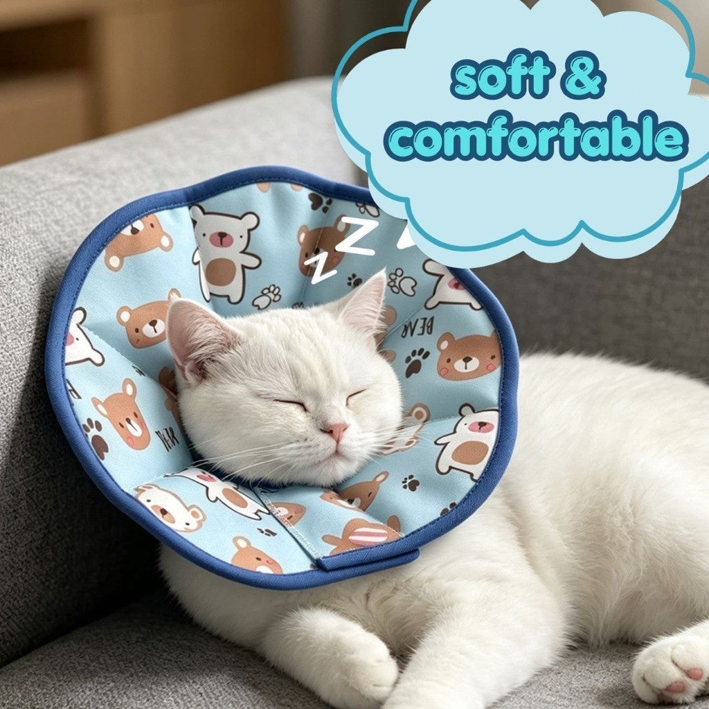 Pet Recovery Cone Soft Collar for Cats and Dogs Adjustable Protective E-collar