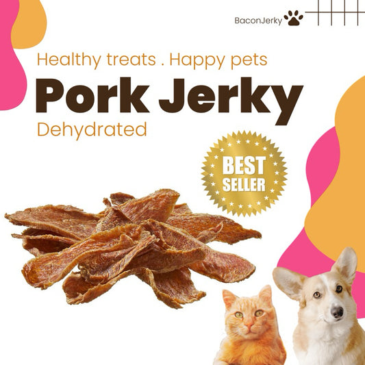 Dehydrated Pork jerky 100g, dog treats, cat treats. dog food - Baconlicious