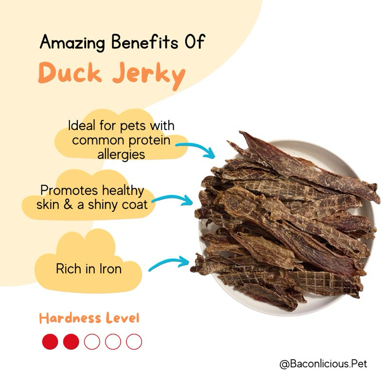 Dehydrated duck jerky for dogs or cats, duck jerky