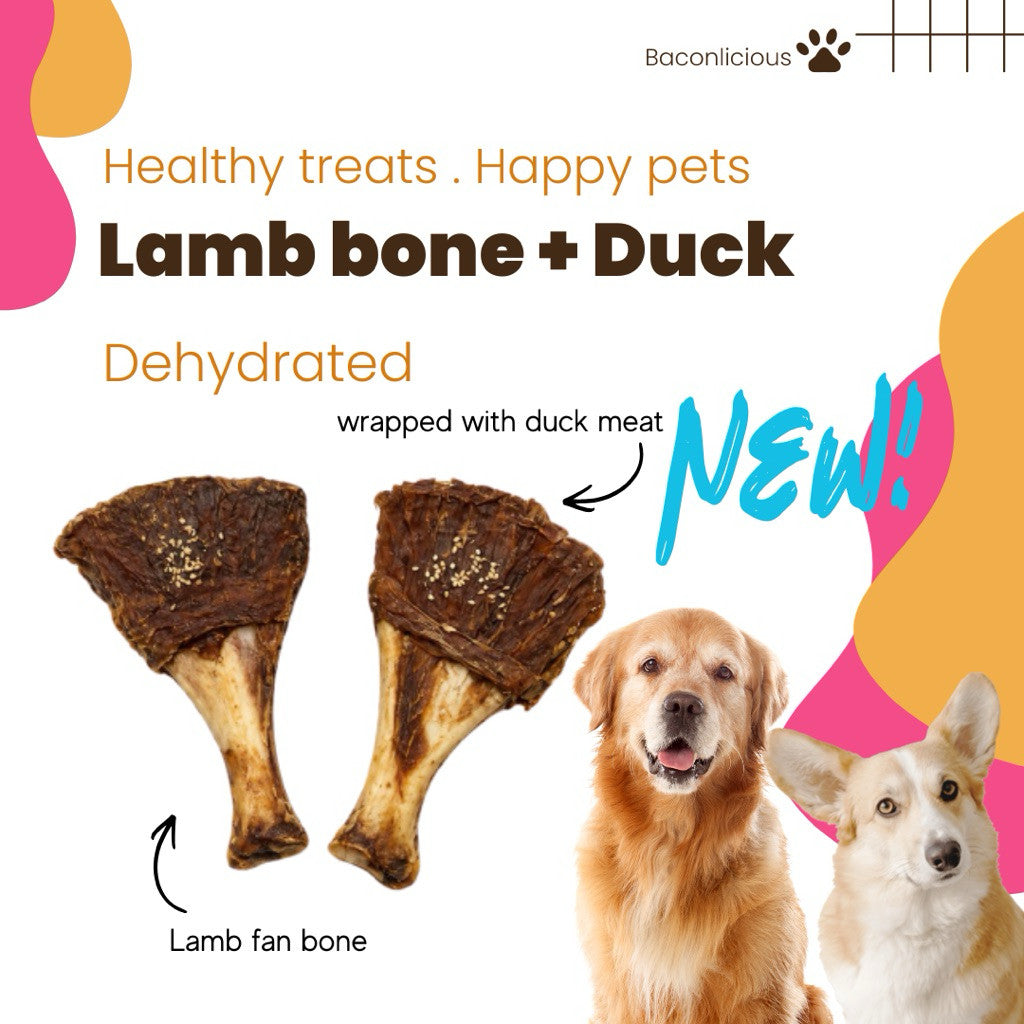 Lamb fan bones with duck jerky
