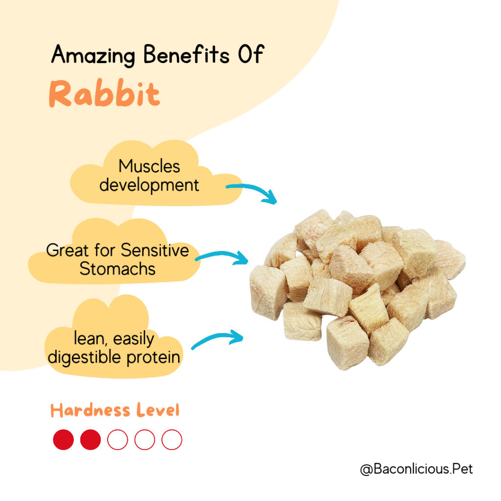 Freeze Dried Rabbit Meat for Pets. Pet treats.