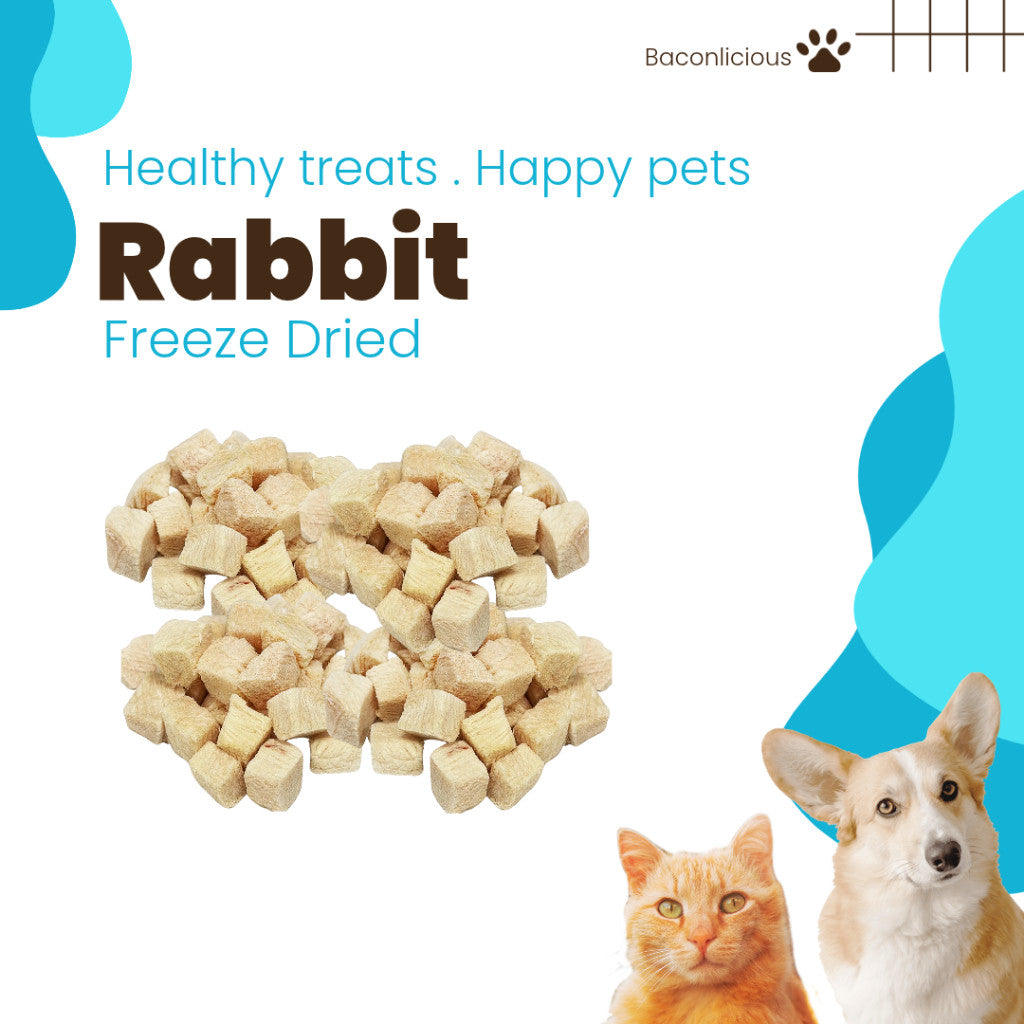 Freeze Dried Rabbit Meat for Pets. Pet treats.