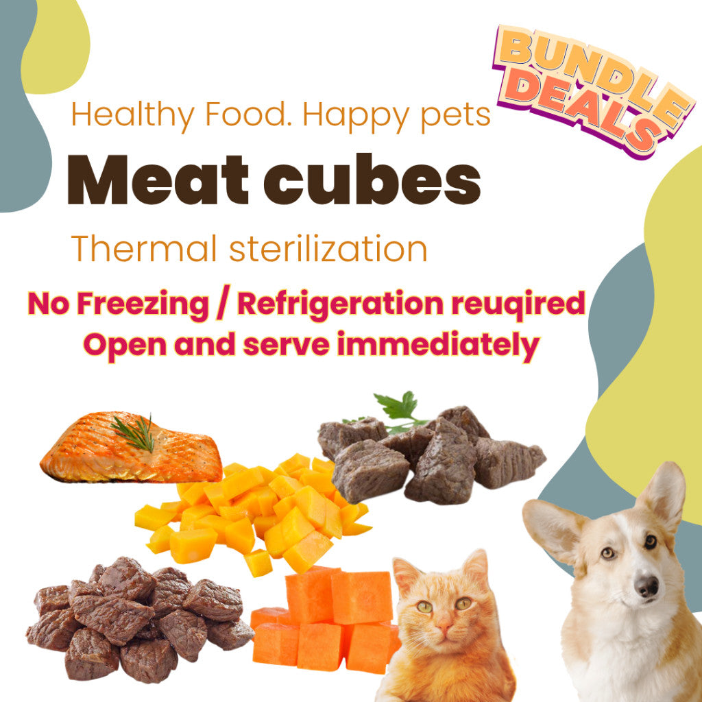 Meat Cubes for Pet. Pet food. Thermal Sterilization No Freezing Refrigeration Required. [SG Product]