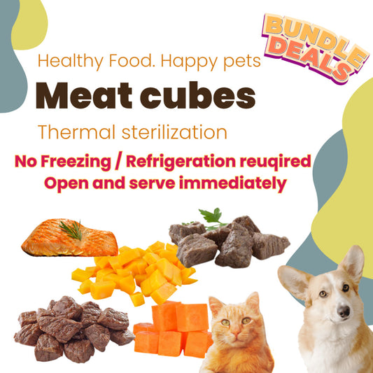 Meat Cubes for Pet. Pet food. Thermal Sterilization No Freezing Refrigeration Required. [SG Product]